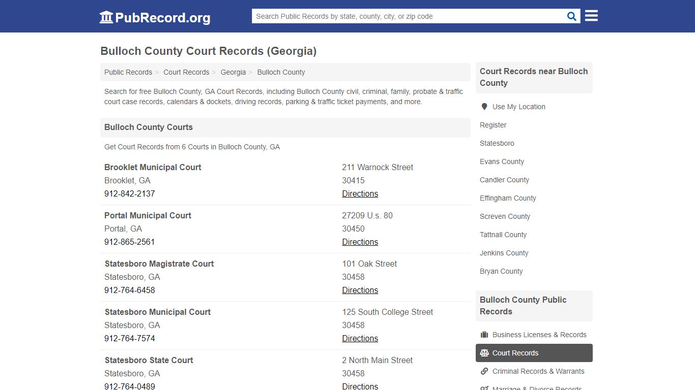 Free Bulloch County Court Records (Georgia Court Records)
